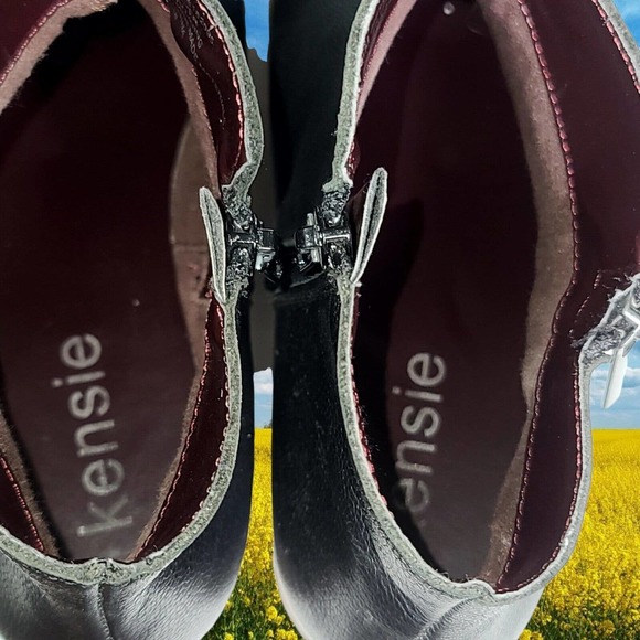 Kensie Ghita Black Pebbled Leather Dual Zip Up Booties Boots Women's Sz 8M - Picture 6 of 8